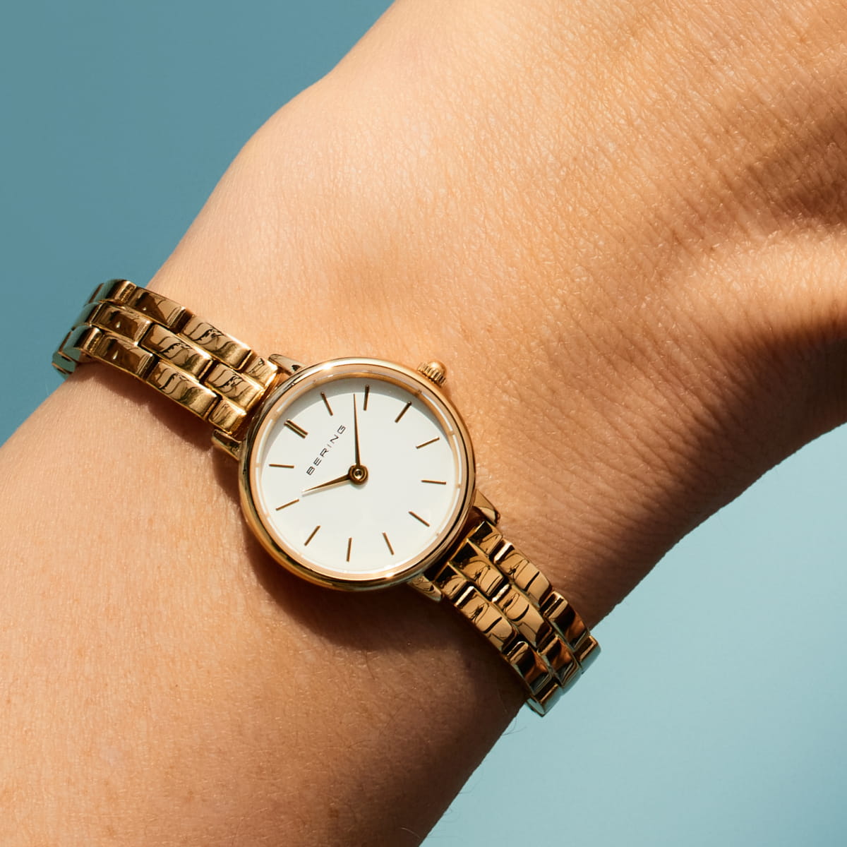 BERING Classic White Dial Gold Stainless Steel Bracelet 22mm Women's Watch | 11022 - 734T | TIME Watches