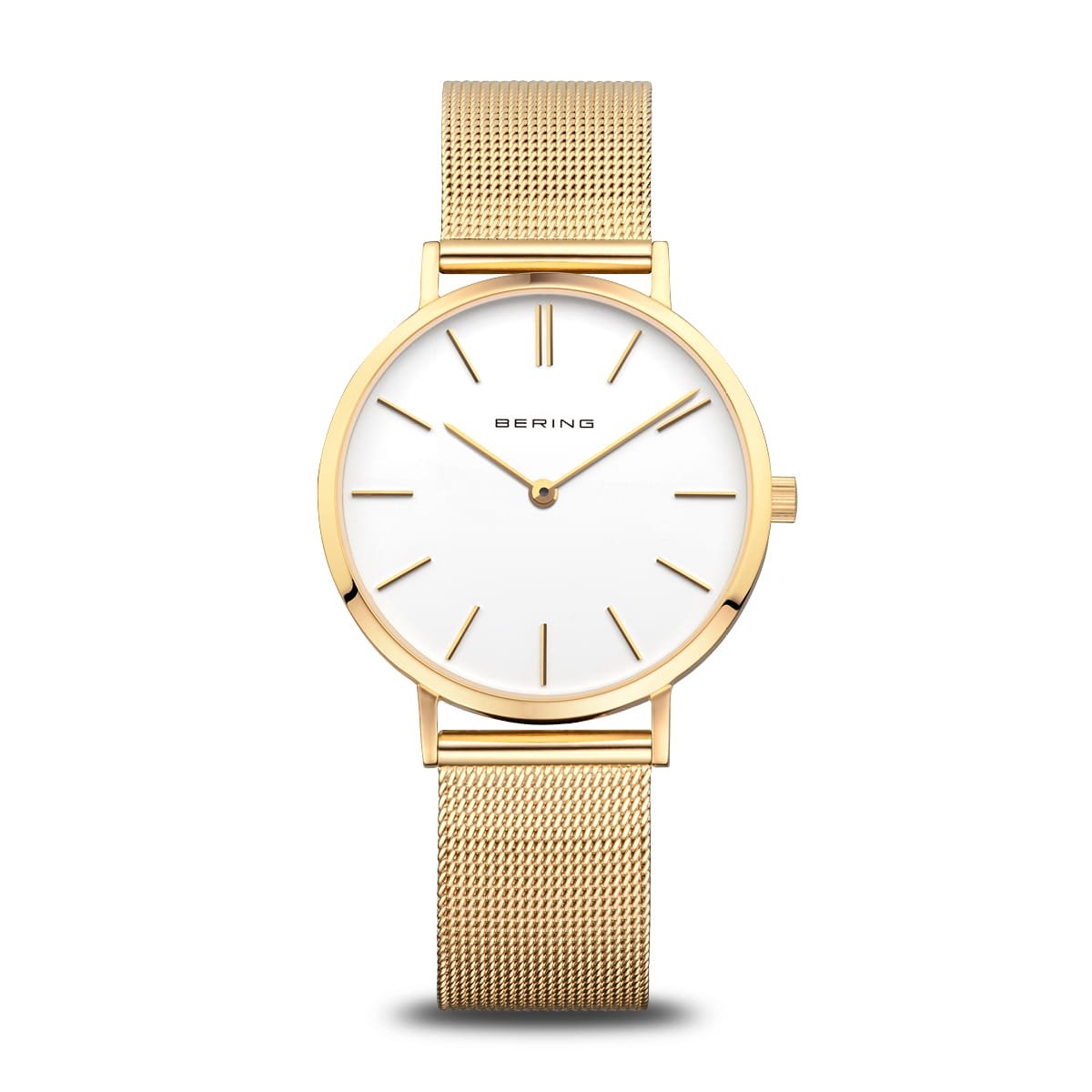 BERING Classic Blue Sunray Dial Rose Gold Mesh 34mm Women's Watch | 14134 - 331 | TIME Watches
