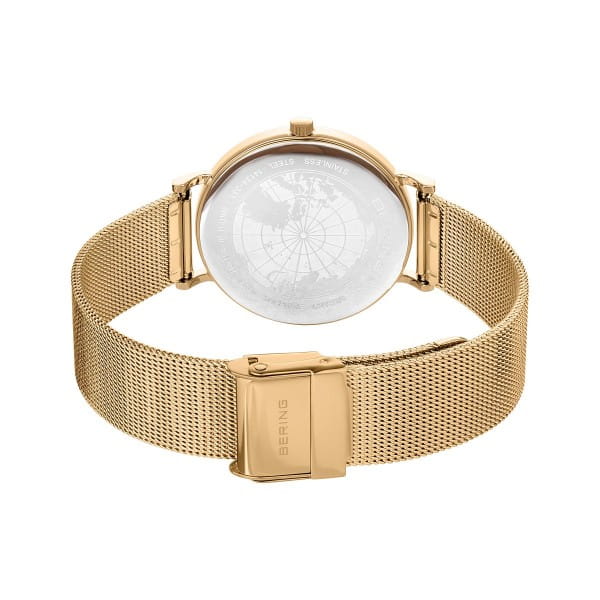 BERING Classic Blue Sunray Dial Rose Gold Mesh 34mm Women's Watch | 14134 - 331 | TIME Watches