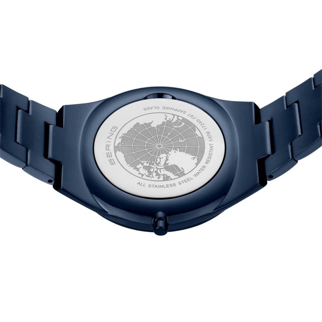 BERING Solar Blue Sunray Dial Blue Mesh 40mm Men's Watch | 17240 - 797 | TIME Watches