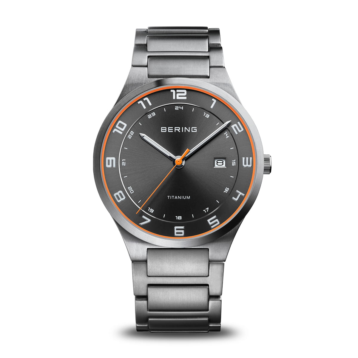 BERING Titanium Black Dial Silver Titanium Bracelet 39mm Men's Watch | 15139 - 709 | TIME Watches