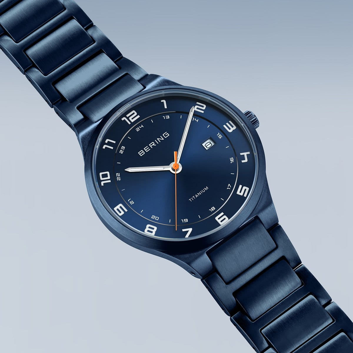 BERING Titanium Blue Dial Blue Titanium Bracelet 39mm Men's Watch | 15139 - 797 | TIME Watches