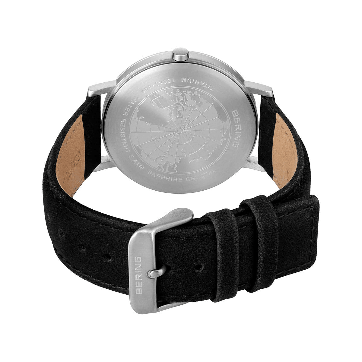 BERING Titanium White Dial and Black Leather Strap 40mm Men's Watch | 18640 - 404 | TIME Watches