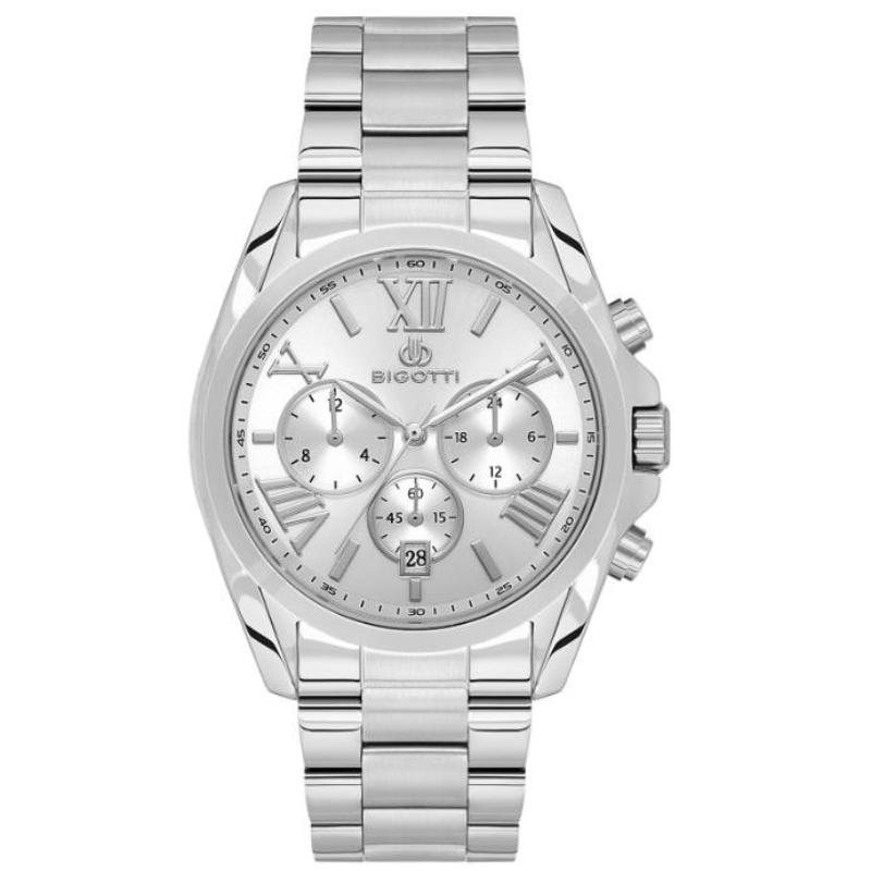 Bigotti Silver Dial Calendar Stainless Steel Men’s Watch | BG.1.10588-1