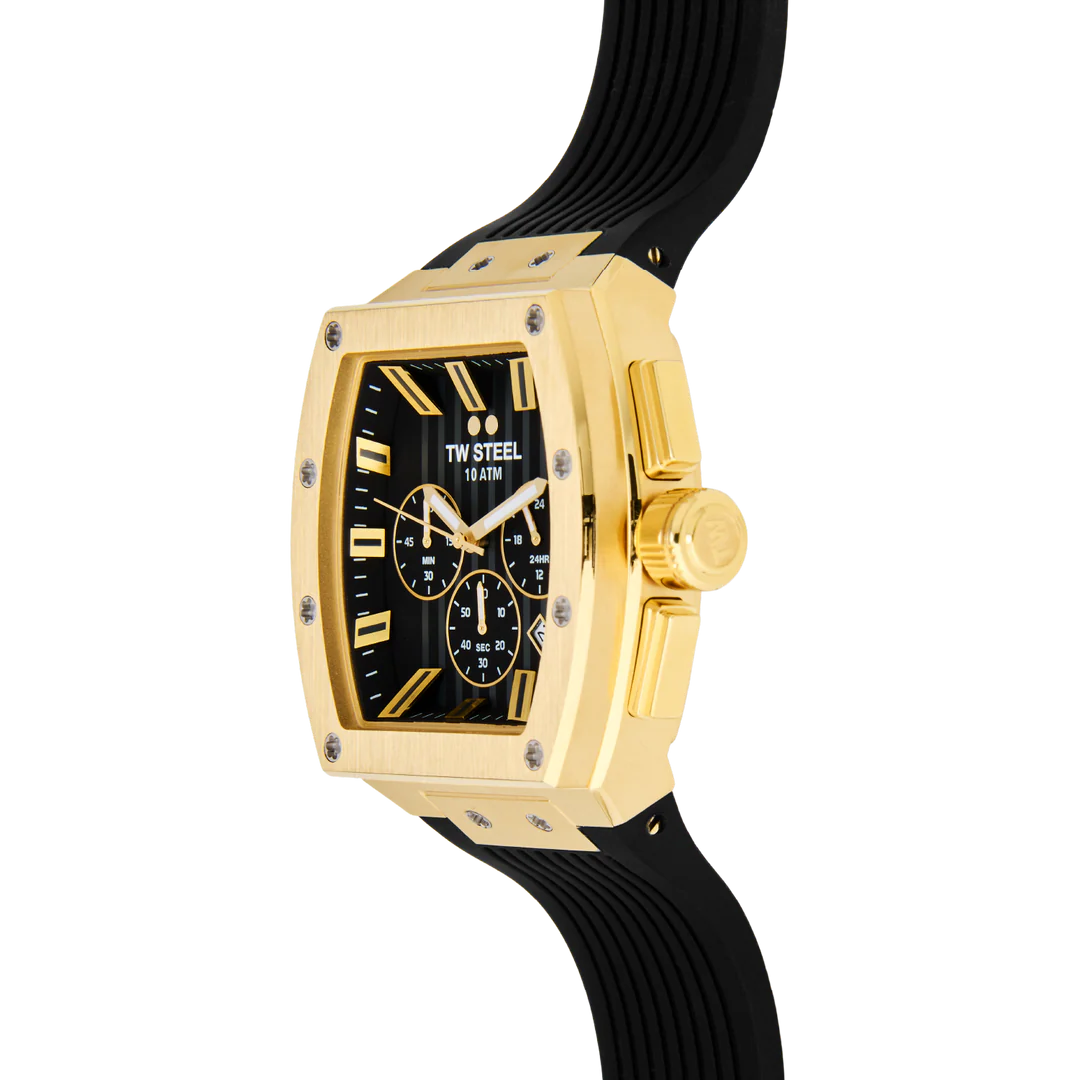 TW Steel Tonneau Black Dial and Black Rubber Strap 42mm Men's Watch | TO2