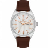 Bigotti Silver Dial Brown Leather Strap Men's Watch | BG.1.10487-2