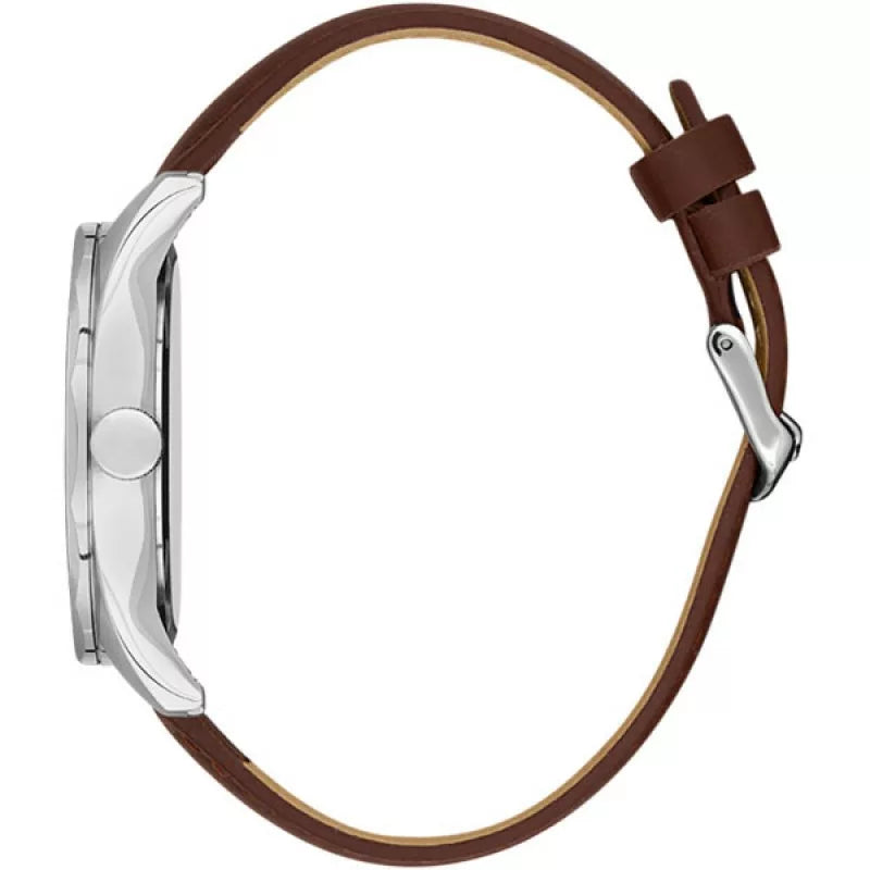 Bigotti Silver Dial Brown Leather Strap Men's Watch | BG.1.10487-2