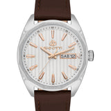 Bigotti Silver Dial Brown Leather Strap Men's Watch | BG.1.10487-2