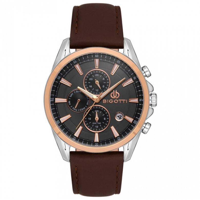 Bigotti Chronograph Brown Leather Men's Watch | BG.1.10489-3