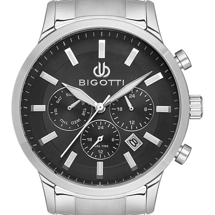 Bigotti Black Multi-Dial Calendar Stainless Steel Men's Watch | BG.1.10484-2