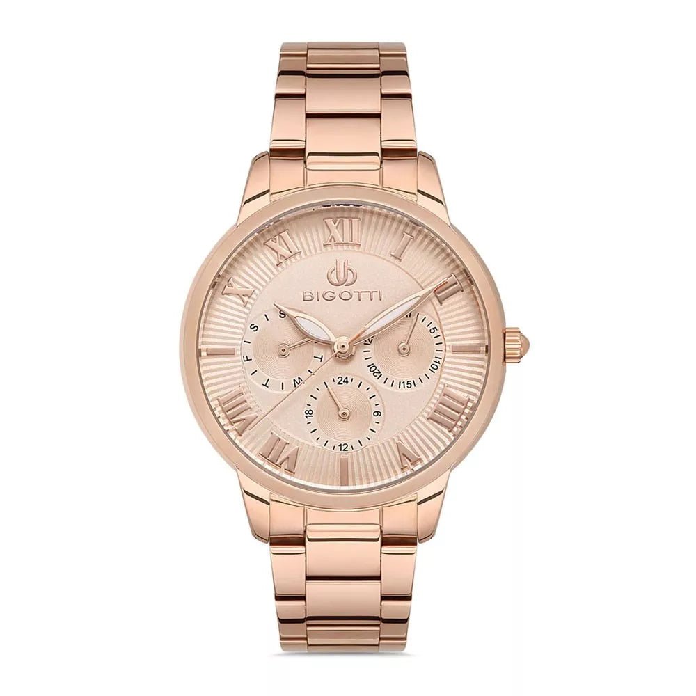 Bigotti Rose Gold Women's Watch, White Dial, Leather Strap | BG.1.10252 - 2 | TIME Watches