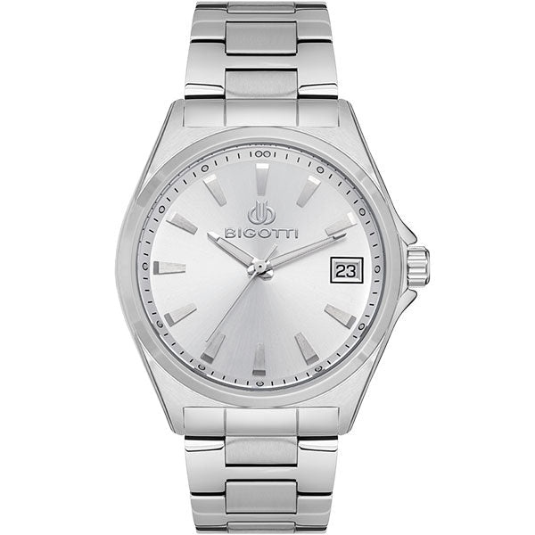 Bigotti Silver Dial Calendar Stainless Steel Men’s Watch | BG.1.10476 - 1 | TIME Watches