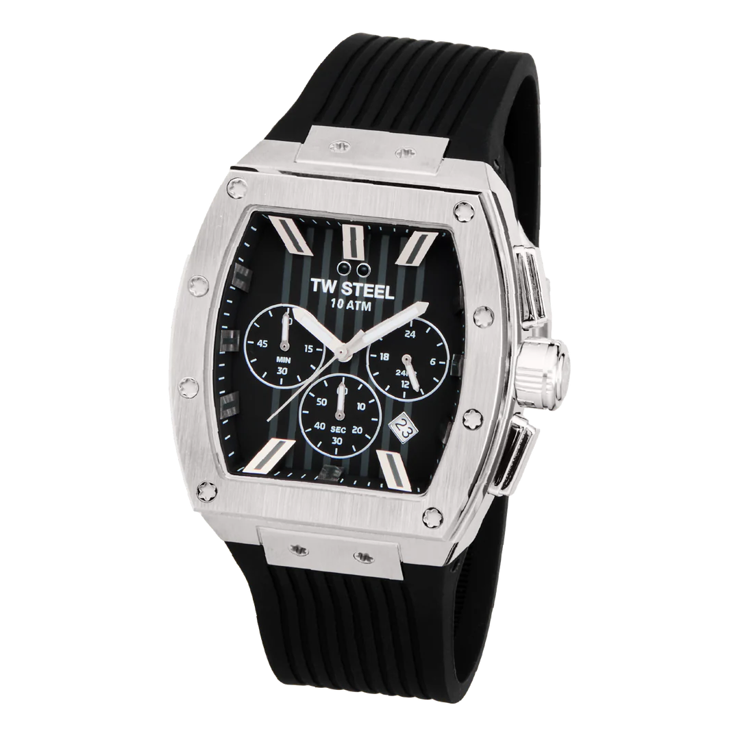TW Steel  Black & Silver Tonneau Men’s Watch | TO1