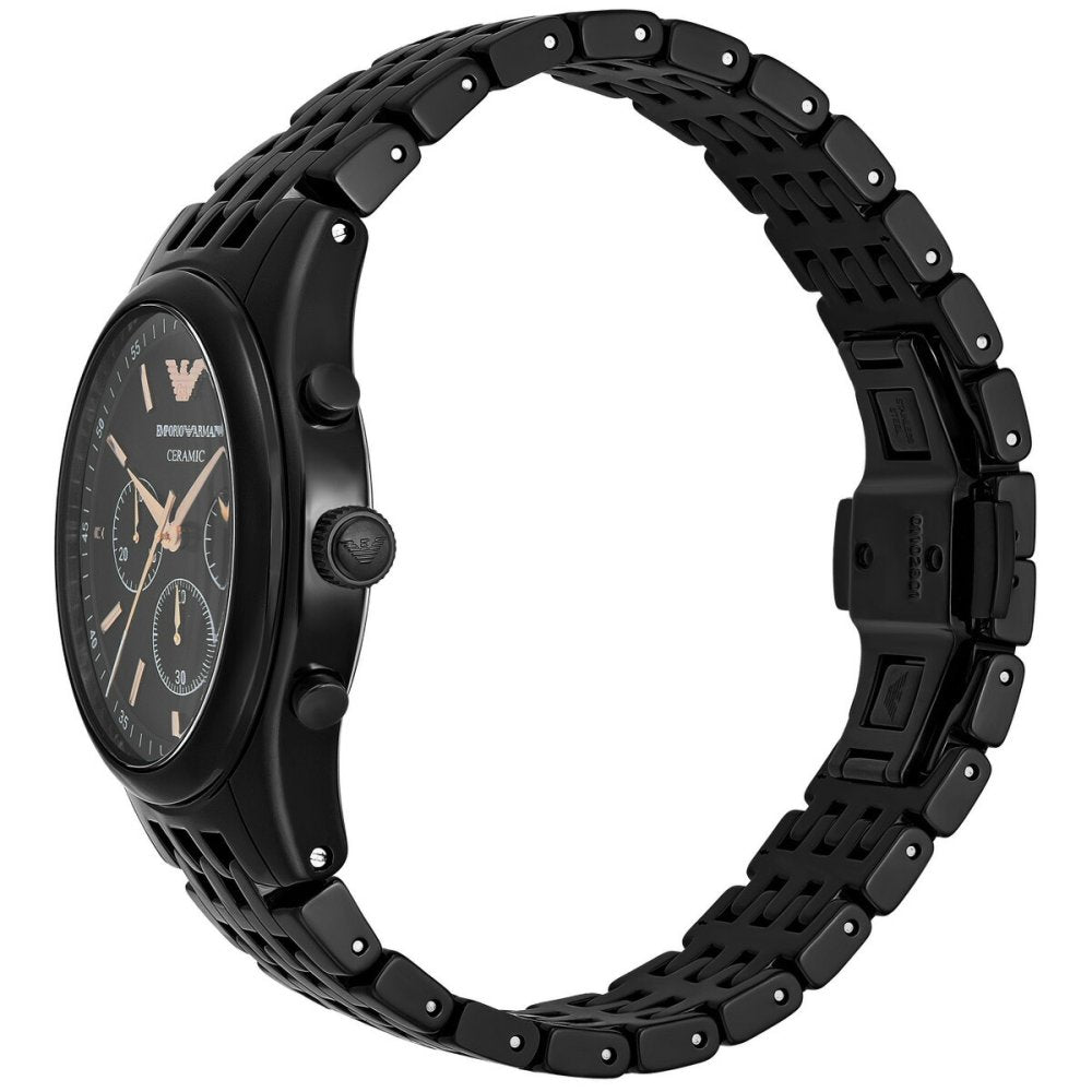 Emporio Armani Black Dial Chronograph Quartz Ceramic Men's Watch | AR70015