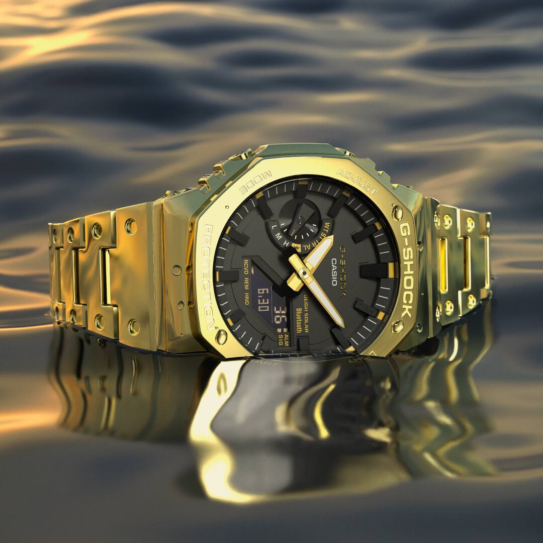 Casio G - Shock Black Dial Gold Stainless Steel Men’s Watch | GM - B2100GD - 9ADR | TIME Watches