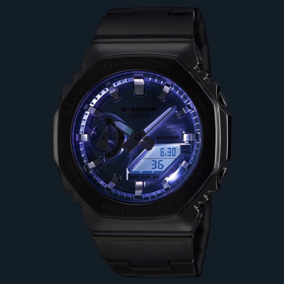 CASIO G - Shock G - Steel Digital - Analog Green Dial Silver Men's Watch | GM - 2110D - 3ADR | TIME Watches