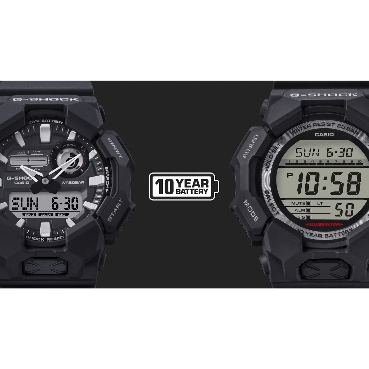 CASIO G - Shock Standard Analog - Digital Black Men's Watch | GA - 010 - 1A1DR | TIME Watches