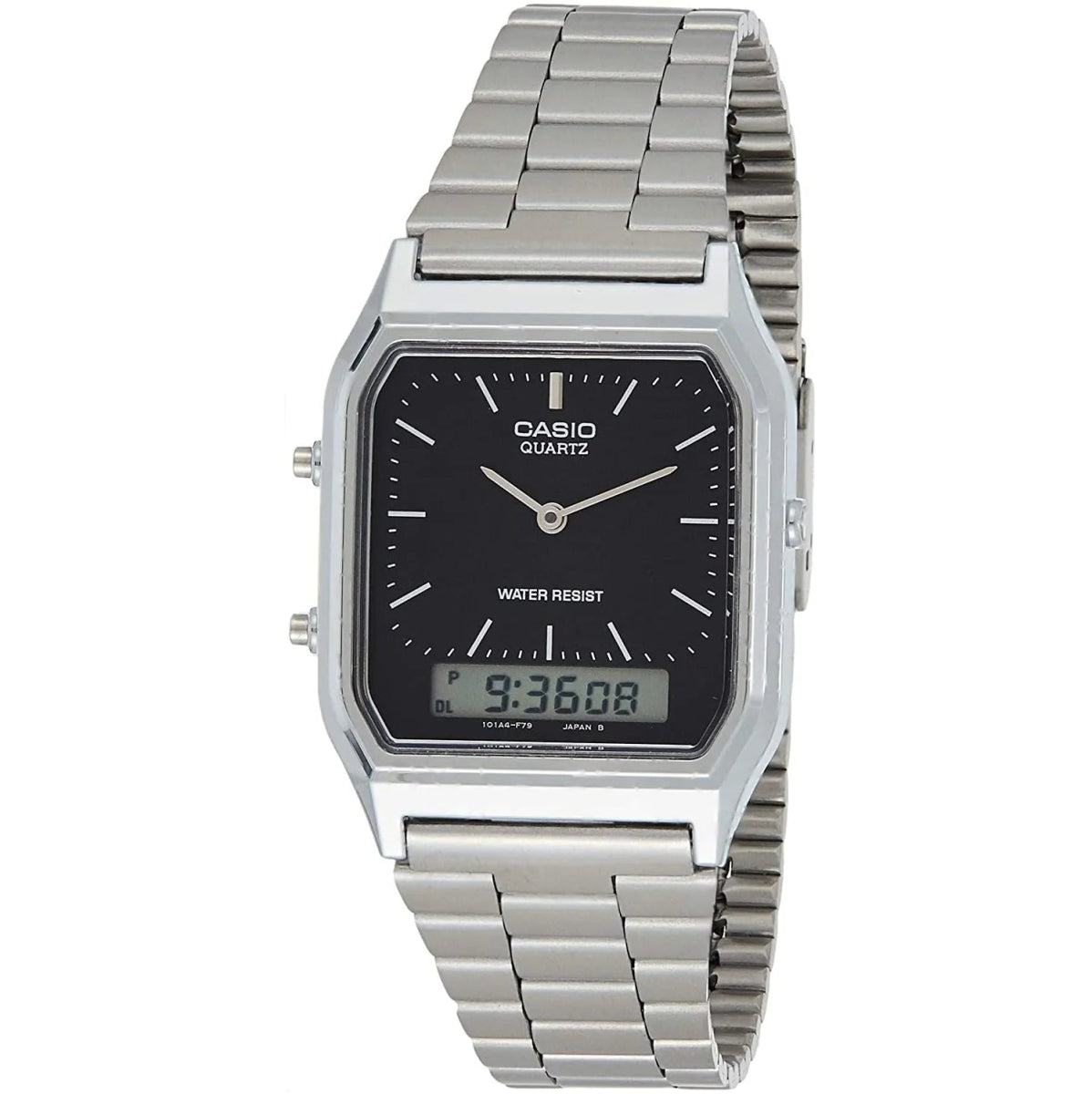 CASIO Vintage Silver & Black Analogue Digital Men's Watch | AQ230A-1DMQ | Time Watch Specialists