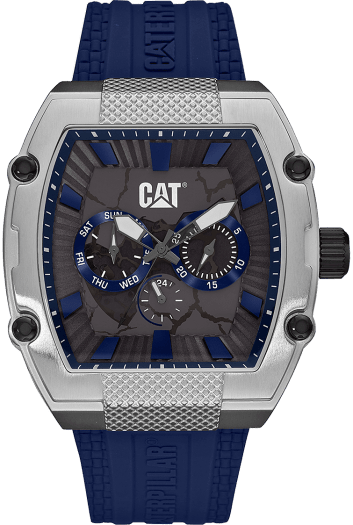 CAT Barrell Black Chrono Cushion Dial Blue Batons Grey Lumi Hands Blue R Strap Men's Watch | 13.149.26.226 | TIME Watches