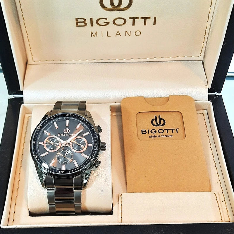 Bigotti Stainless Steel Chronograph Black Dial Men's Watch | BG.1.10472-5