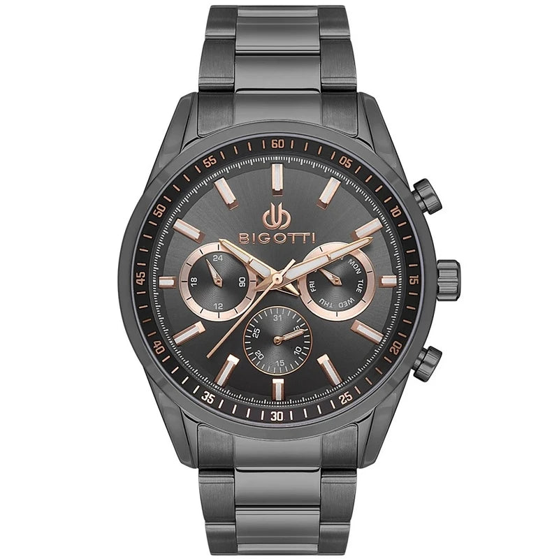 Bigotti Stainless Steel Chronograph Black Dial Men's Watch | BG.1.10472-5