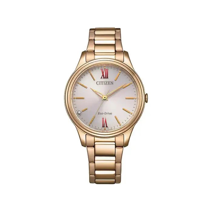 Citizen Eco - Drive Champagne Rose Gold Stainless Steel Women's Watch | EM0418 - 81X | TIME Watches