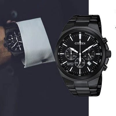 Citizen Quartz Chronograph Black Stainless Steel Men's Watch | AN8175 - 55E | Time Watch Specialists