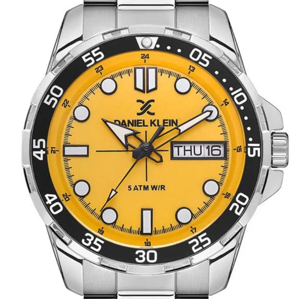 Daniel Klein Yellow Dial Calendar Stainless Steel Men’s Watch | DK113884-4