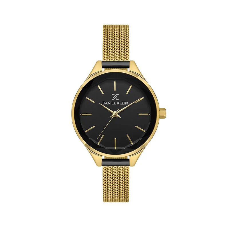 Daniel Klein IP Gold Premium Black Dial Three Hands Woman's Watch | DK113508 - 3 | Time Watch Specialists