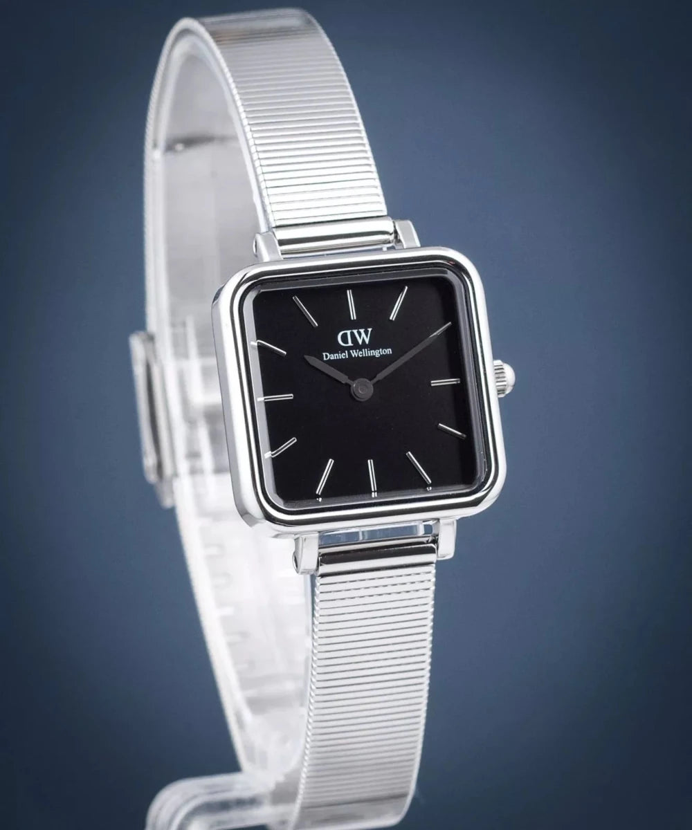Daniel Wellington Quadro Black Silver Link Bracelet Women's Watch | DW00100522 | TIME Watches