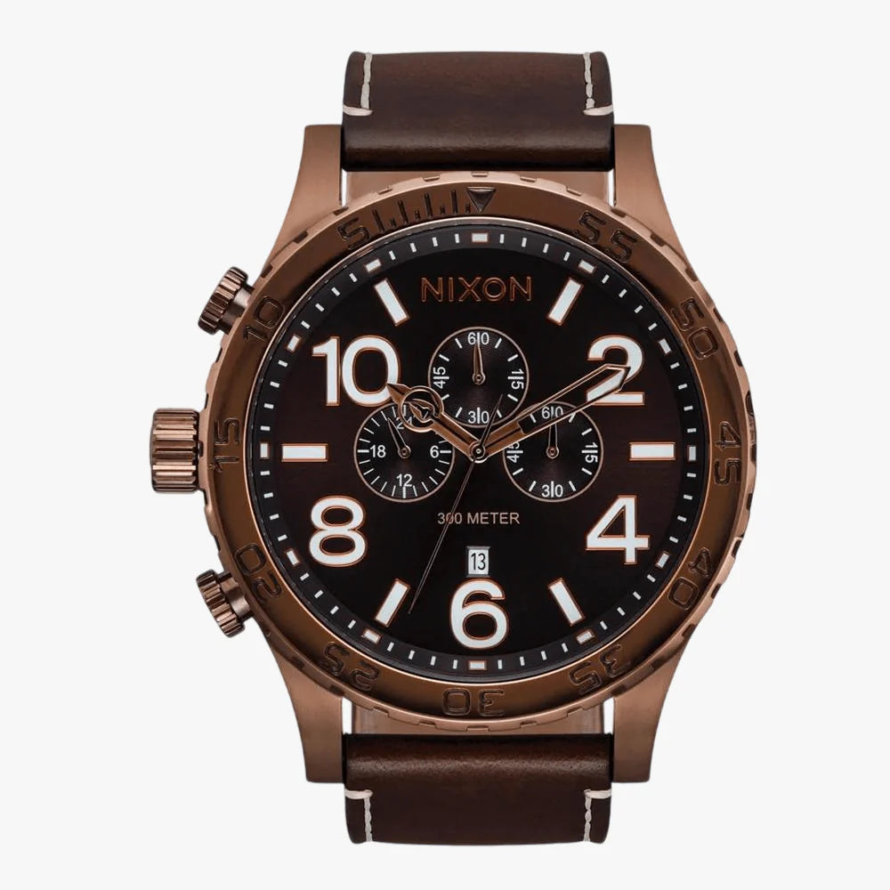 NIXON 51-30 Brown Dial Chronograph Leather Men’s Watch | A13925240-00