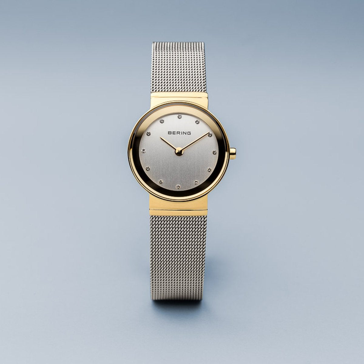 Bering Classic Polished Gold & Silver 26mm dial Silver Mesh Women's Watch | 10126-001