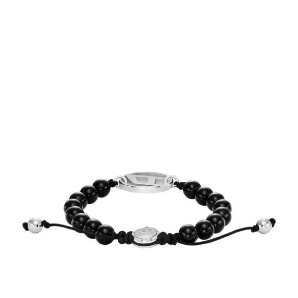 Diesel Black Agate Beaded Men's Bracelet | DX1434040 | TIME Watches