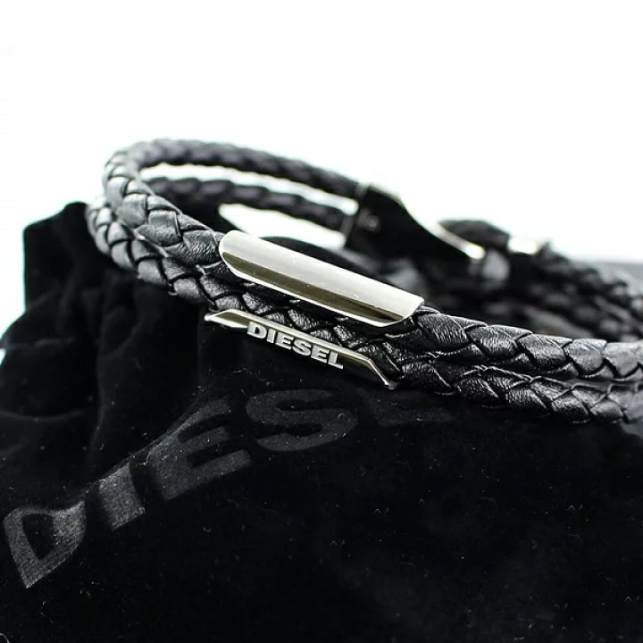 Diesel Black Leather Strap Men's Bracelet | DX1247040 | TIME Watches