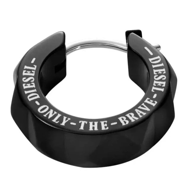 Diesel Black Stainless Steel Hoop Unisex Earring | DX1273001 | Time Watch Specialists