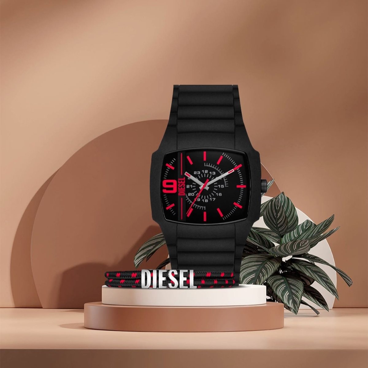 Diesel Cliffhanger 2.0 Three - Hand, Black Silicone and Stainless Steel Men's Watch | DZ2191SET | TIME Watches