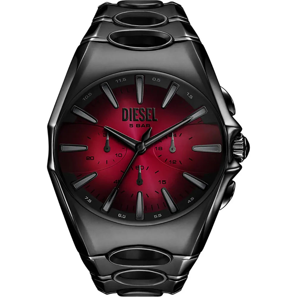 Diesel Men's D-Curve Chronograph Black Stainless Steel Watch | DZ4696