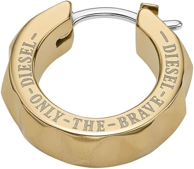 Diesel Gold - Tone Stainless Steel Hoop Men's Earring | DX1417710 | TIME Watches