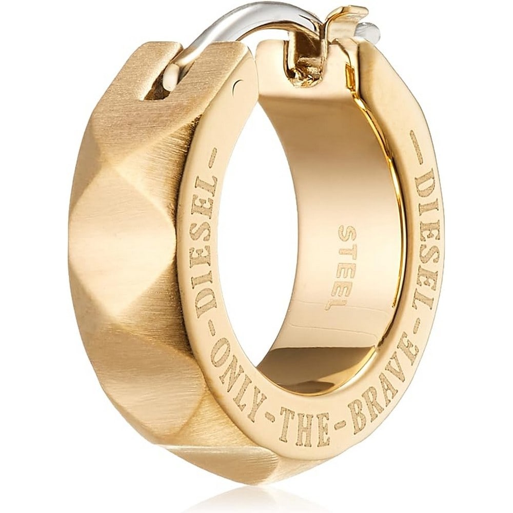 Diesel Gold - Tone Stainless Steel Hoop Men's Earring | DX1417710 | TIME Watches