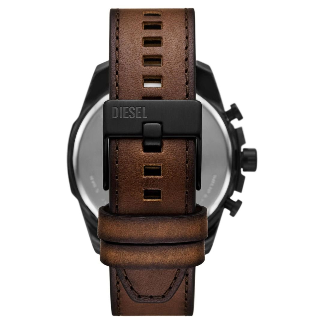 Diesel Mega Chief Black Dial Leather Strap Men's Watch | DZ4692 | TIME Watches