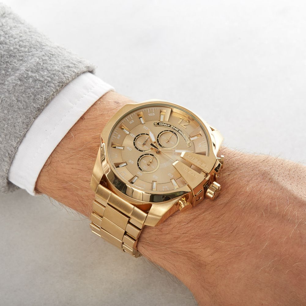 Diesel Mega Chief Gold Round Stainless Steel Men's Watch | DZ4360 | Time Watch Specialists