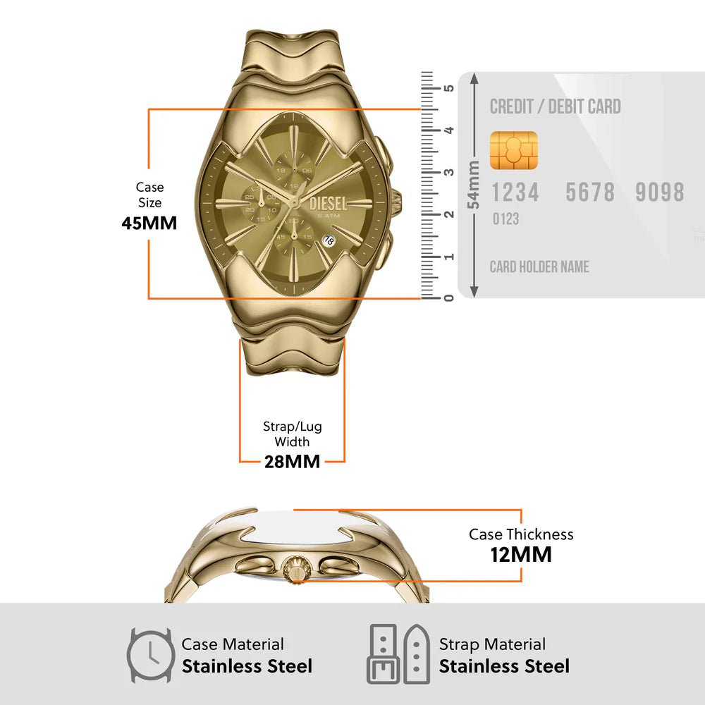 Diesel Mercurial Chronograph Gold - Tone Stainless Steel Men's Watch | DZ4681 | TIME Watches