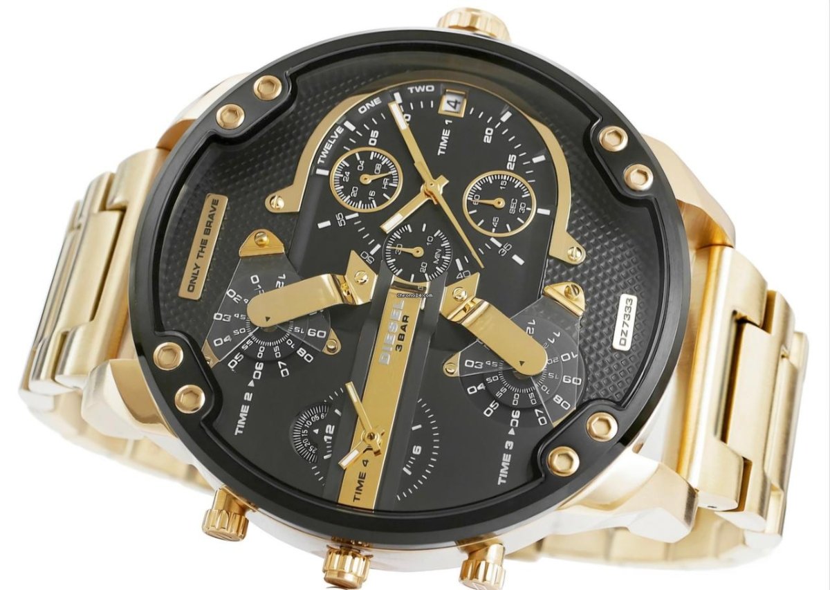 Diesel Mr. Daddy 2.0 Black & Gold Stainless Steel 57mm Men's Watch | DZ7333 | TIME Watches