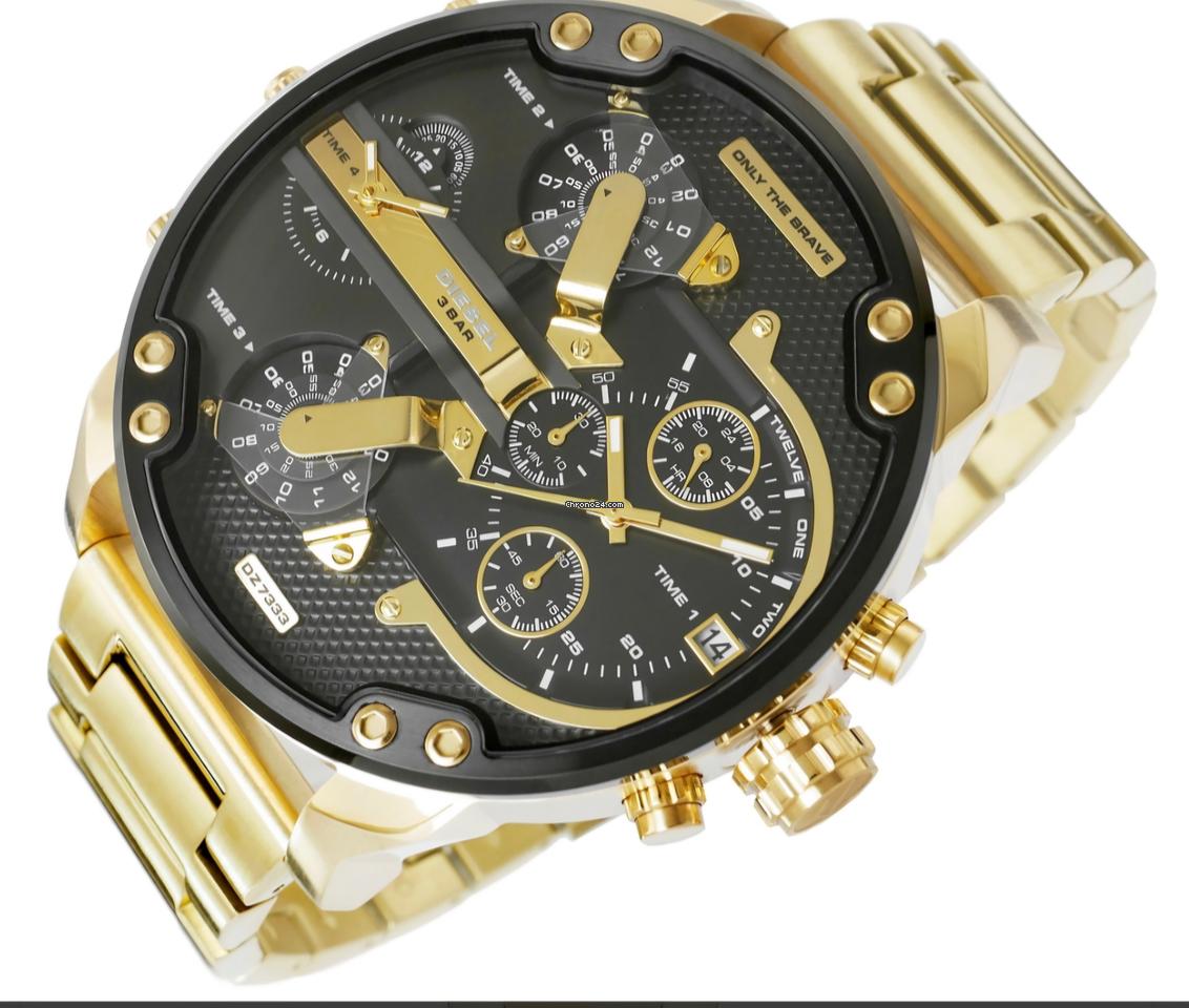 Diesel Mr. Daddy 2.0 Black & Gold Stainless Steel 57mm Men's Watch | DZ7333 | TIME Watches