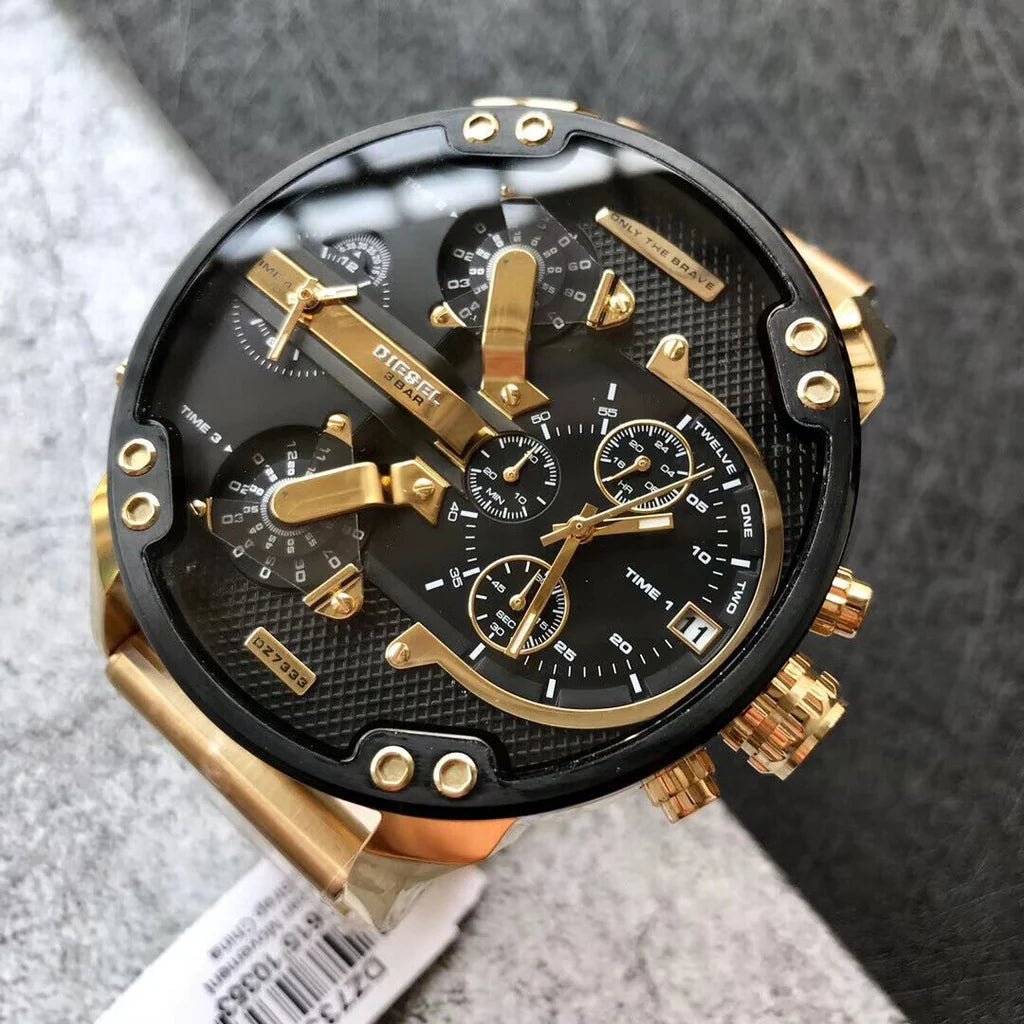 Diesel Mr. Daddy 2.0 Black & Gold Stainless Steel 57mm Men's Watch | DZ7333 | TIME Watches