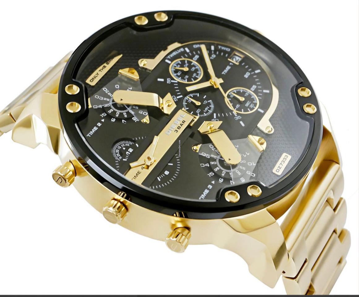 Diesel Mr. Daddy 2.0 Black & Gold Stainless Steel 57mm Men's Watch | DZ7333 | TIME Watches