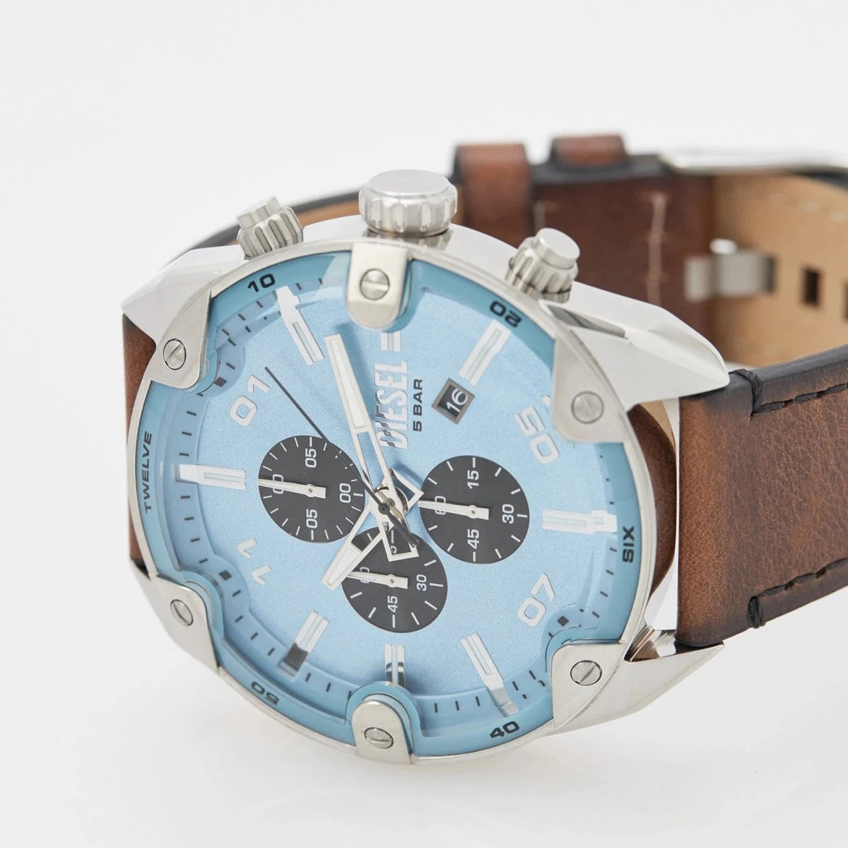 Diesel Spiked Chronograph Brown Leather Watch | DZ4606 | TIME Watches