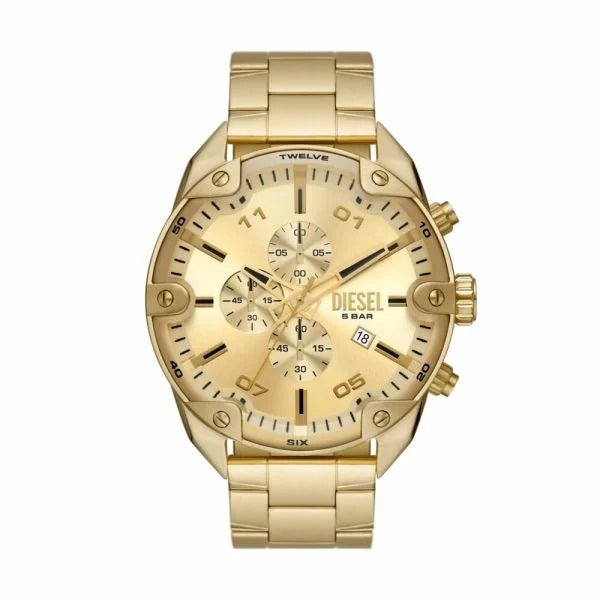 Diesel Spiked Chronograph Gold - Tone Stainless Steel Men's Watch | DZ4608 | Time Watch Specialists