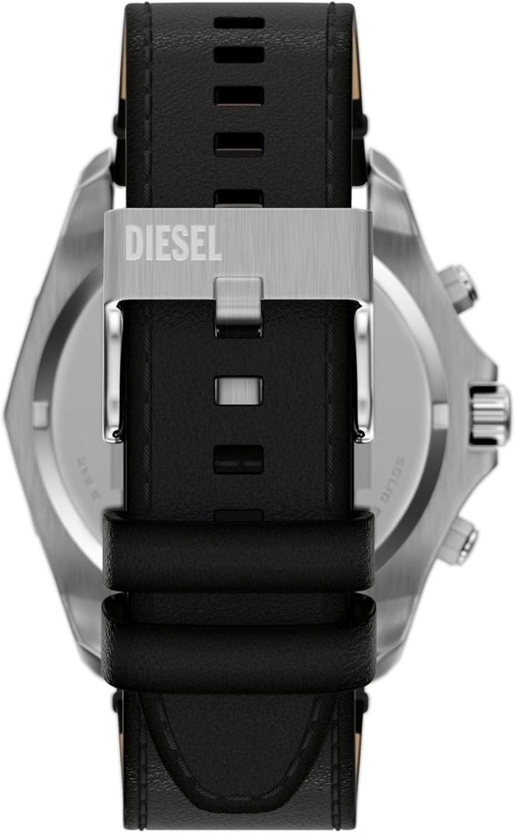 Diesel Stinger Black Sunray Dial and Black Leather Strap 46mm Men's Watch | DZ4710 | TIME Watches