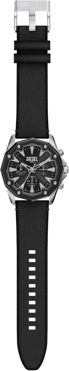 Diesel Stinger Black Sunray Dial and Black Leather Strap 46mm Men's Watch | DZ4710 | TIME Watches
